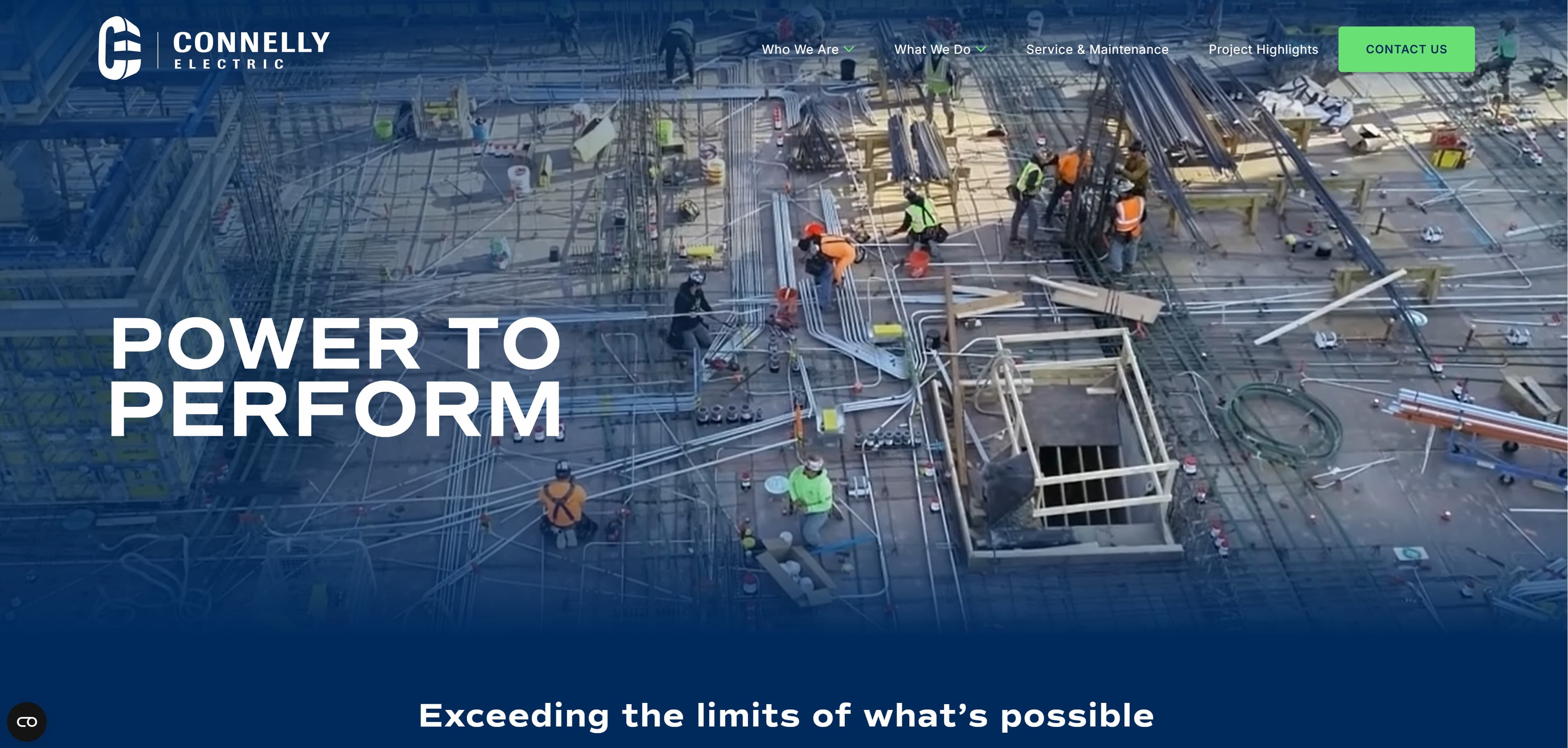 A screenshot of the Connelly Electric Homepage