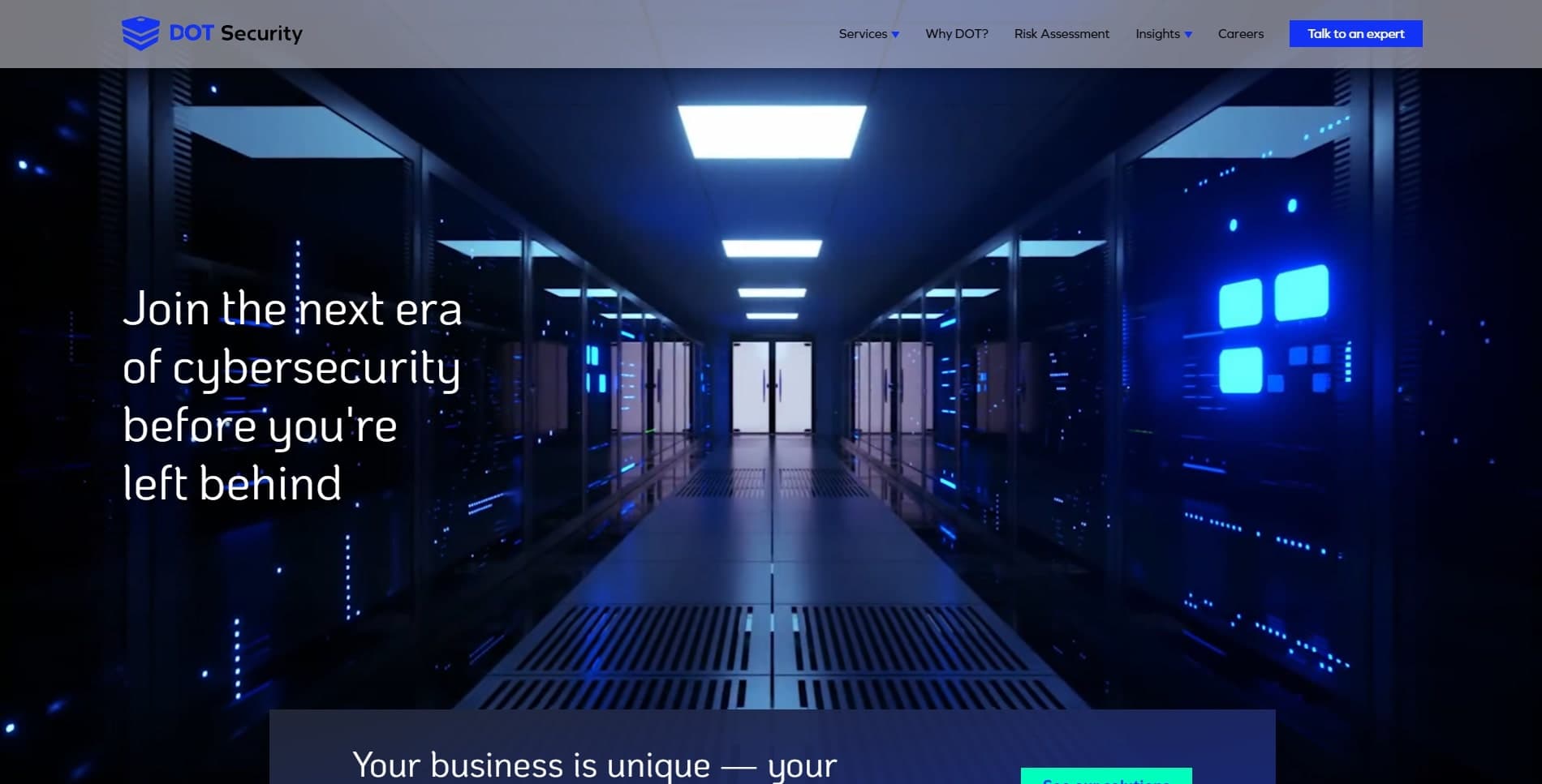 A screenshot of the DOT Security Homepage