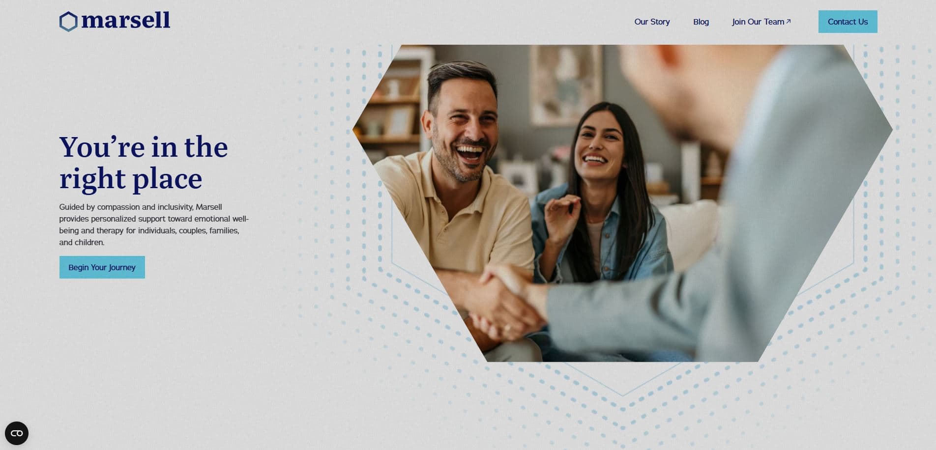 A screenshot of the Marsell Homepage