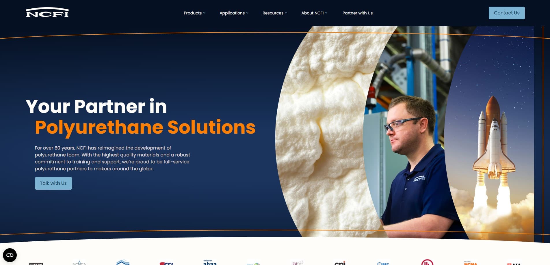 A screenshot of the NCFI Homepage