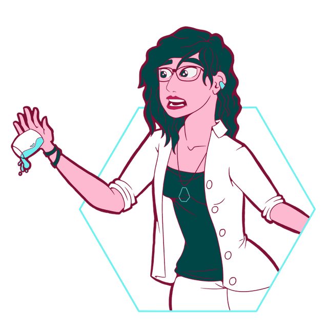Illustration of Linnea Sullivan spilling her drink.