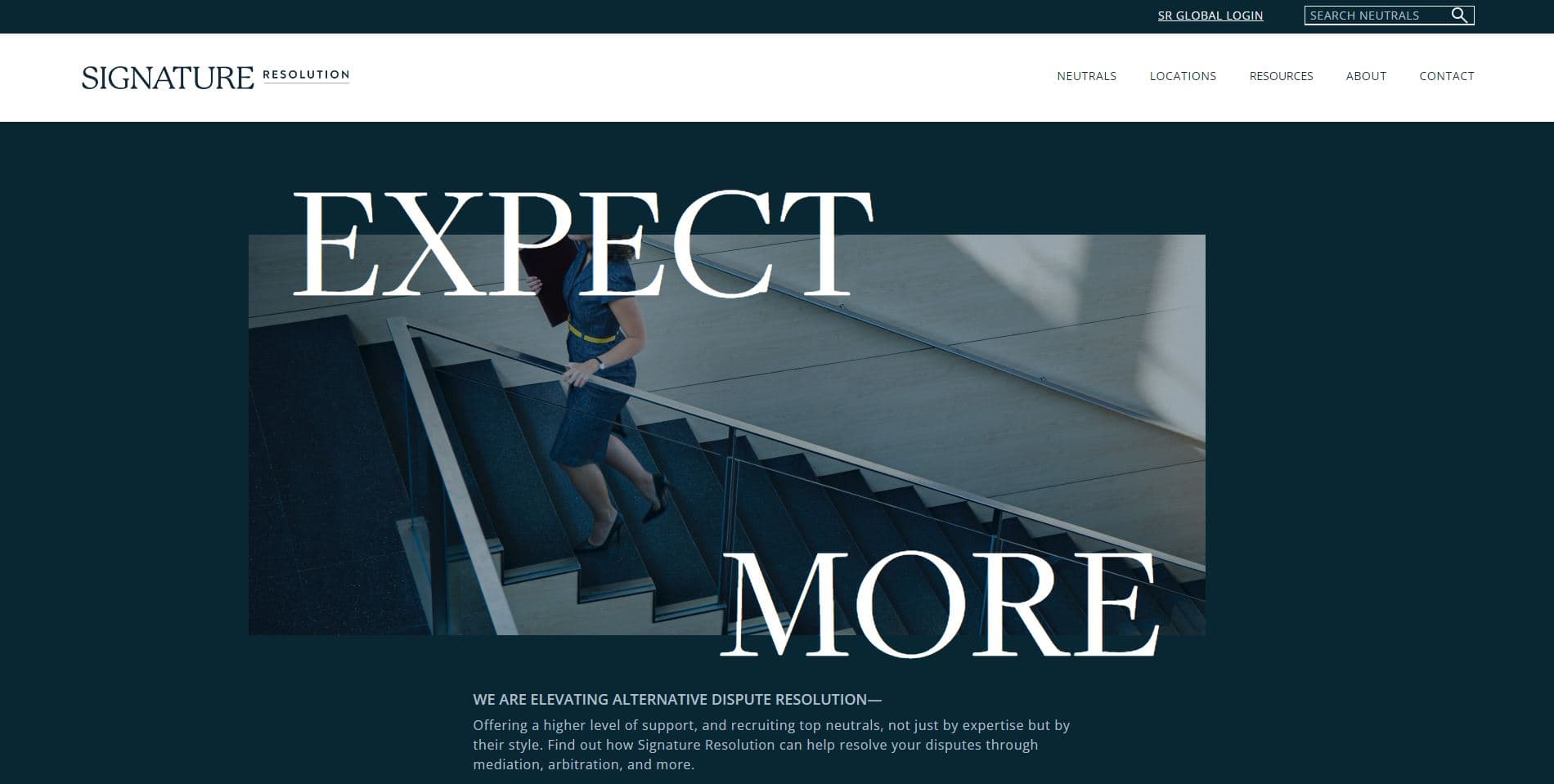 A screenshot of the Signature Resolution Homepage