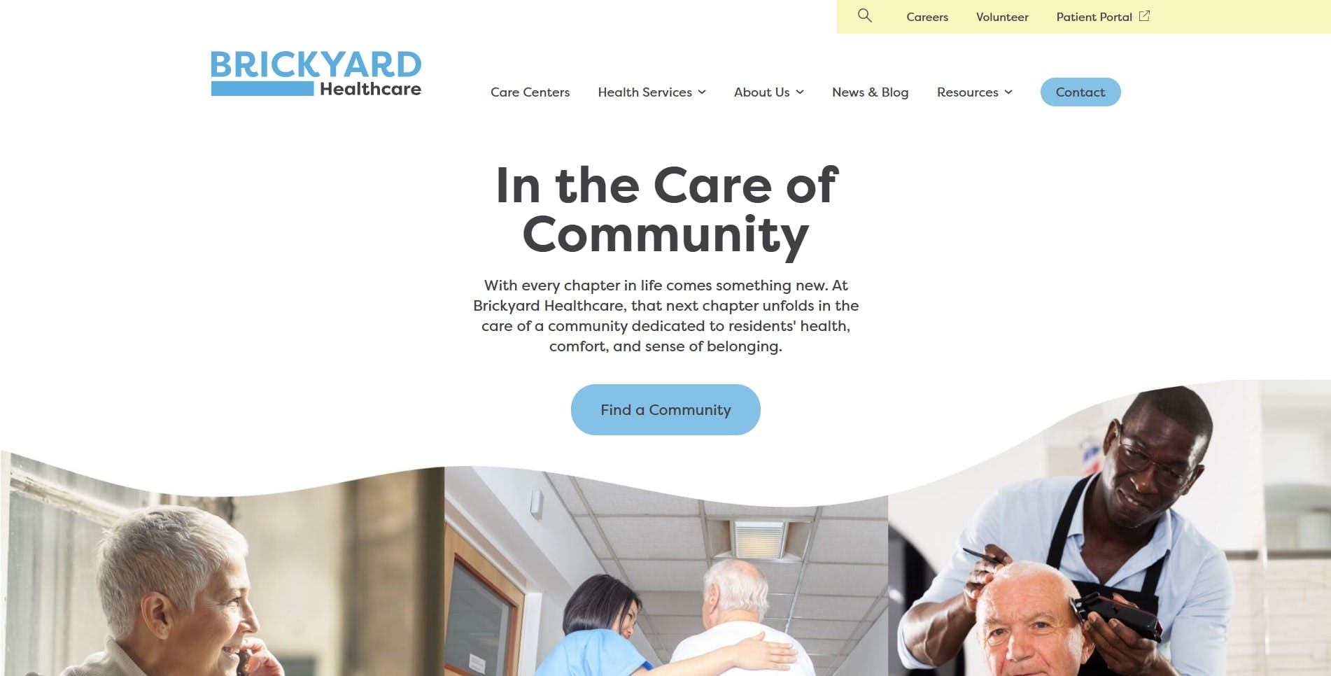 A screenshot of the Brickhard Healthcare Homepage